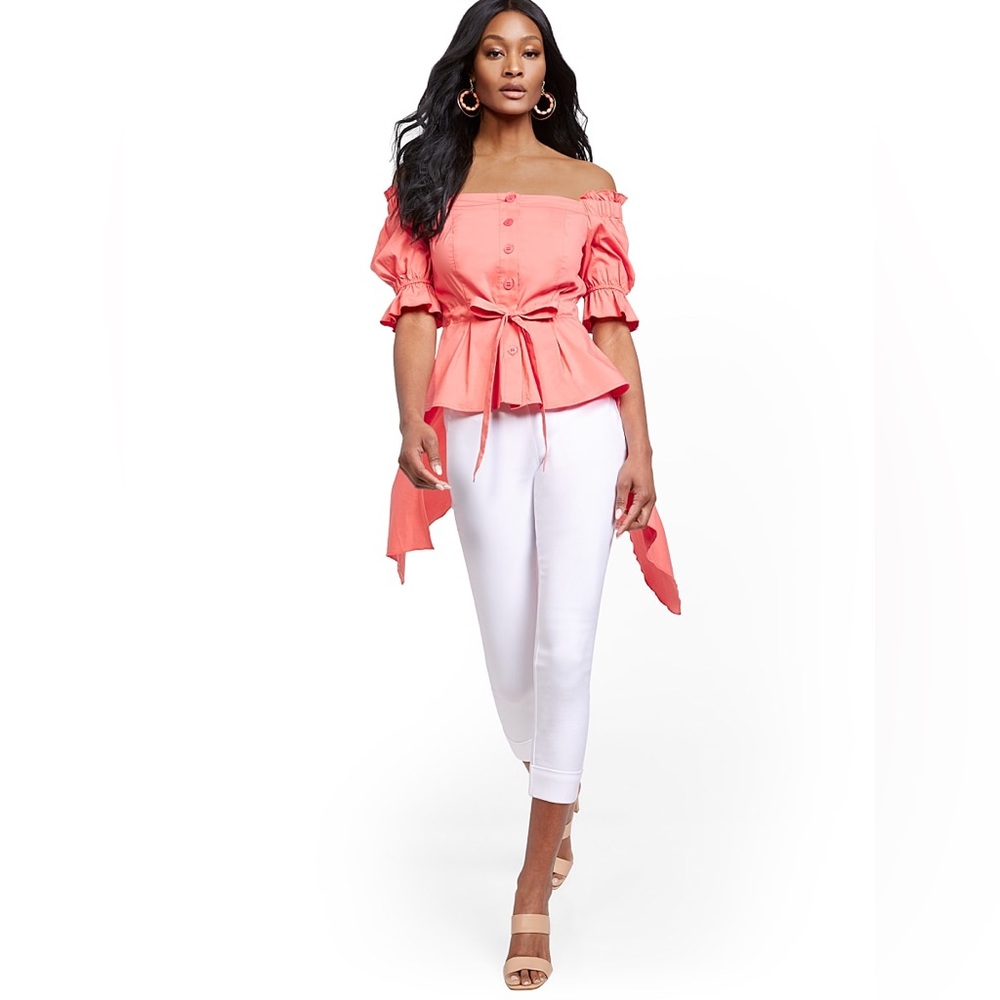 New York & Co Hi-lo off the shoulder top
